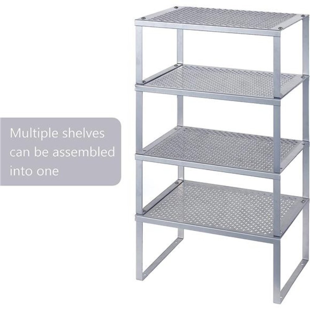 Kitchen Shelf Organizer, Stackable & Expandable, Dark Silver - Picture 2 of 6
